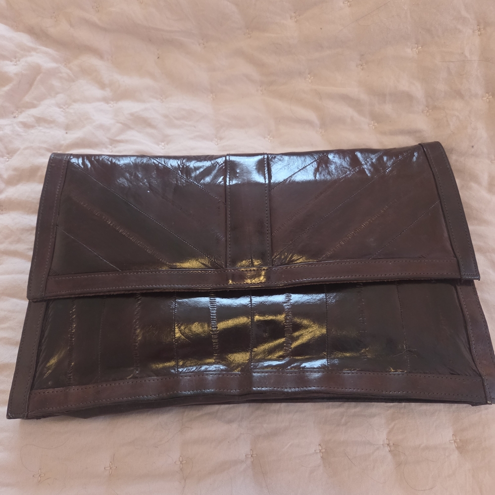 Brown Eel Skin Clutch